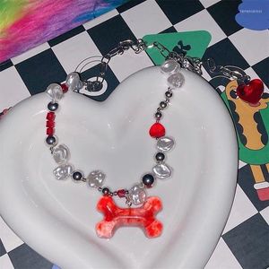 Choker Harajuku Spice Girly Soil Cool Punk Blood Bone Pearl Maiden Alloy Necklace For Women Charm Sweet Jewelry Kpop Y2k Accessories