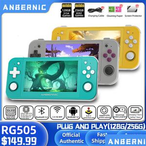 Przenośni gracze gier Anbernic RG505 Handheld Console Android 12 System UNISOC TIGER T618 4,95-calowy OLED z Hall Joyctick OTA Upda Dhcmx