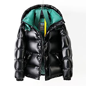 American Outdoor Windproof Stand Collar Zipper Thick Puffy Jacket Man White Duck Down Coat Glossy Puffer Plus Size