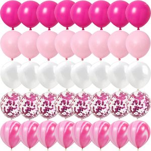 Украшение для вечеринки, розовые металлические латексные воздушные шары с конфетти, свадебные украшения, матовые шары, год рождения