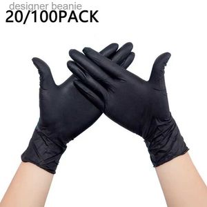 Cinco dedos luvas 20/100 pacote descartável nitrilo gs preto látex livre tatuagem limpeza protetora g para trabalho cozinha cozinhar ferramentas l231103