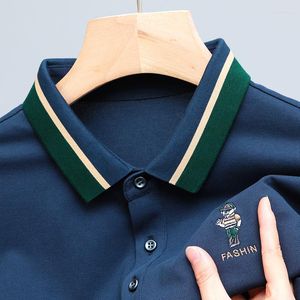 Wysokiej klasy mody męskiej haftowaną koszulę polo Męsk Krótkoczerwiecowy kontrast T-shirt 2023 Summer Youth Casual Men