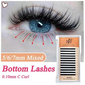 Falska ögonfransar Abonnie Lower Lashes 5mm 6mm 7mm Eyelash Extension levererar individuell sidenbottens fransmakeup