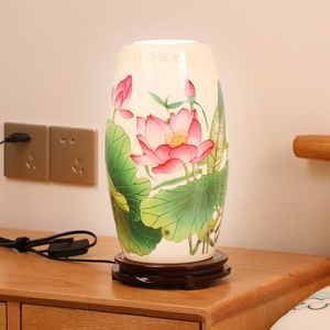 Table Lamps Chinese Style Lamp Wooden Base E27 Holder Ceramics For Living Room Bedroom Retro Bedside Modern Desk