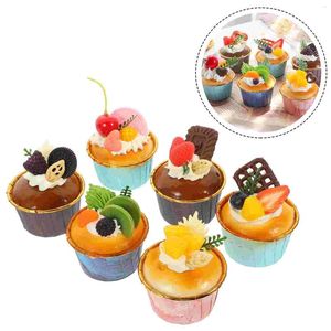 Decorazione per feste 6 pezzi Simulazione di cibo simulato Torta Decorazioni per cupcake finti Fetta per la casa Pu Bambino