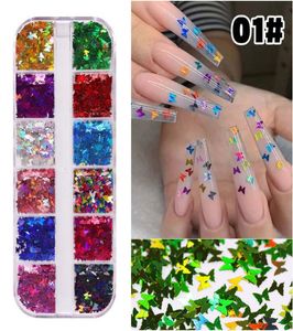 NAS007 1 Box Maple Leaves Nail Art Sequins Holographic Glitter Flakes Paillette Chameleon Nails Butterfly Stickers Autumn Design D3085247