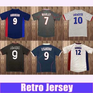 QQQ899-00 12-13 레트로 축구 유니폼 Bak Govou Lisandro Gourcuff Toulalan Juninho Bastos Benzema Marlet Home Away 3rd Football Shirt