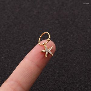 Hoop Earrings 1 PCS Simple Small Micro Pave CZ Starfish Shape Charm Ear Cuff Earring Women Classic 8mm Closed Circle Piercing Jewelry