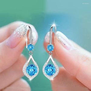 Dangle Earrings South Korea's Long Temperament Tassel Smart Blue Fashion Simple Joker Women's Jewelry