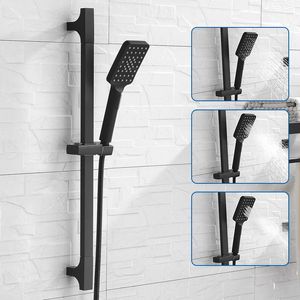 Other Faucets Showers Accs High Quality Black Shower Sliding Bar Set Wall Mounted Shower Bar Adjustable Sliding Rail Set 3 Functions Shower Head Minimalist 231102