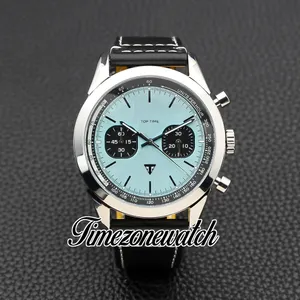 Novo Top Time Quartz Chronograph Mens Watch AB01764A1C1X1 Caixa de aço Ice Blue Dial Stick Marcadores Pulseira de couro preto Cronômetro 46mm Relógios Timezonewatch Z12b