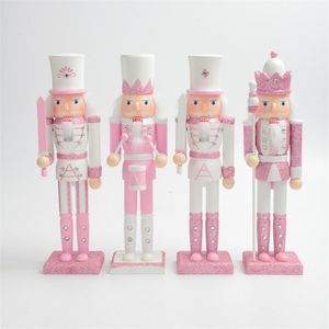 Dekorativa föremål Figurer 30 cm trä Nötknäppare Solider Figur Puppet Pink Glitter Soldat Doll Toy Handcraft Home Office Decoration 230403