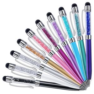 Crystal Ball Point Pen 2 i 1 Slim Crystal Diamond Screen Stylus Black Gel Ink Ballpoint Glitter Pen Touch Pen