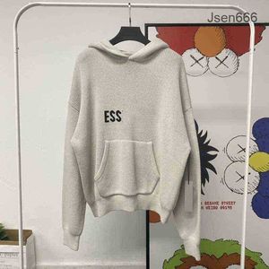 Essentialhoody set män kvinnor stickade hoodie turtleneck hoppare lös tröja casual hoody lazy stil us uk mode lätta tröjor essentialhoodies jpea