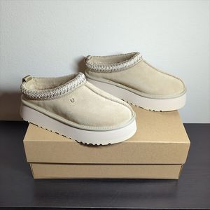 Barato Tazz Plataforma Mostarda Semente Tamanho 9 Chinelos De Pele De Carneiro Mulheres Designer Mostarda Semente Bota Mistura Clássico Ultra Mini Tasman Chinelo Fur Slides Melhor Qualidade Sem Caixa