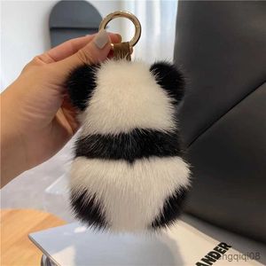 Keychains Lanyards Chinese Cute Panda Pendant Keychain Sweet Soft Plush Animal Key Chains Keyring for Women Gift Bag Car Key Jewelry New R231103