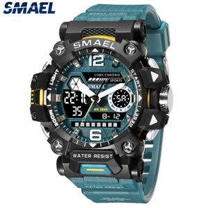 Zegarek Smael Men Watches 50m Waterproof Sports Watch Watter Man Sports Watch Digital 8072 Dual Display Watch Kwarc LED Digital 230403