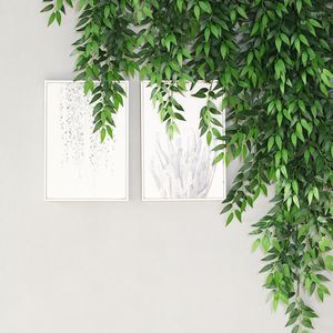 Decorative Flowers 120cm Artificial Laurel Leaf Branches Wall Hanging Green Plants Rattan Vines Leaves Home Decoration