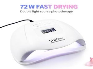 72W LED Nail Lamp UV Lamp Nail Dryer för alla nagelgeler 36 lysdioder Sun Light Infrared Sensing 306090s Dry Gel Polering LY1912281262490