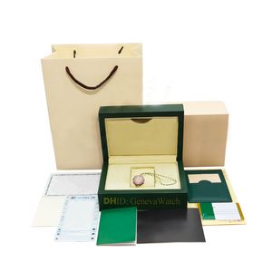Роскошные часы коробки темно -зеленая оригинальная деревянная коробка 116600 Высококачественные коробки с картами Сертификаты Сертификаты Сумки часов