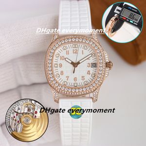 PP Watch 5067a Tw Factory Maker Automatic Machinery Women's Watch 35.6mm gummiband 904L Sapphire Waterproof Cal.324 Movement Glow Set Diamond Wristwatch