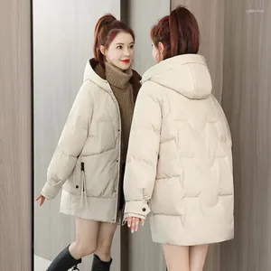 Casacos de trench femininos y2k roupas menina algodão-acolchoado jaqueta parkas longo 2023 inverno solto lazer coreano engrossado quente com capuz topo