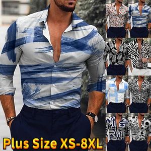 Camisas casuais masculinas 2023 primavera impressa camisa de manga comprida com frente aberta slim fit você botão moda top