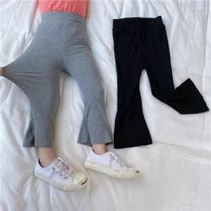 Byxor Spring Kids Boot Cut Girls Solid Leggings Thin Ankle Längd Wide Leg Pants 1 Y Uny Child Clothes Autumn Baby Outdoor Sweatpant