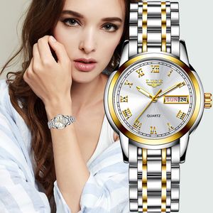 女性用時計リゲゴールドウォッチ女性時計女性クリエイティブスチールスチールウーマンズブレスレット時計