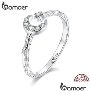 Anéis Bamoer Vintage 925 Sterling Sier Moon e Star Open Open Ajustable Finger for Women Retro elegante jóias SCR638 D DHGARDEN DHPPR