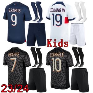 PSGes Jerseys Kids Kit 2023 2024 Home Away Third Boys Football Shirts 23 24 paris MBAPPE G.RAMOS KIMPEMBE MARQUINHOS G.RAMOS soccer jersey sporting shirt child sets