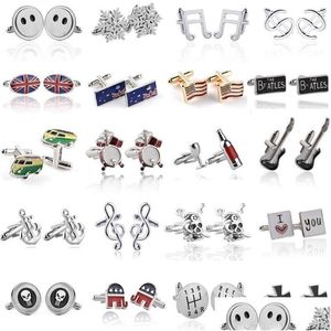 Cuff Links Moda Man Homem Cufflink Designer Jóias Funny Funy Skl Anchor Snowflake Elefante inovador Sier Black Gold GoldLinks Shir Dhakt