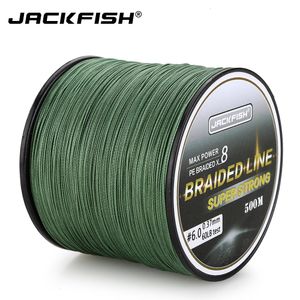 Linia warta Jackfish 500m 8 Strand gładsza PE Linia wędkarska Braided Fishing 10-80LB Linia wędkarska karpia słona z prezentem 230403