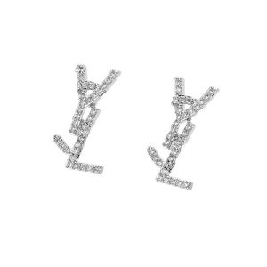 Orecchini con diamanti Orecchini con diamanti Designer Gioielli Moda Orecchini in argento per Lady Women Party Studs Hoops Wedding Engagement For Bride Box Q9