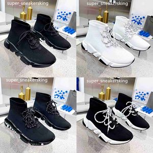 Triple S Knit Socks Shoes Mesh Speed ​​Trainer High Race Runners Men and Women Designer Sneakers Platform With Laces Casual Trainers With Box Size 35-46