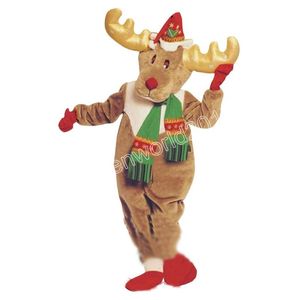 2024 Halloween Söt julen Reindeer Mascot Costume Carcher Character Outfits Suit Vuxna Storlek Dräkt Födelsedag Christmas Carnival Fancy Dress for Men Women