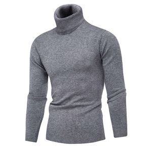 Löpande volym 2023 Höst/vintermän High Neck Slim Fit Pullover Trend Solid Color Sweater Knit