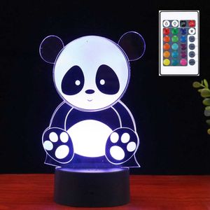 Ночные светильники 3D Panda Light Night Light Touch Crown Color Color светодиод USB -настольная лампа Атмосфера Легкая подарочная комната для мальчиков Дети Дети P230331