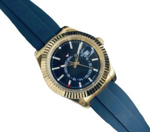 الرجال المراقبون تلقائيًا تقويم ميكانيكية من الفولاذ المقاوم للصدأ 42 ملم سكاي سكوير كلاسيكي الأزرق الهاتفي التجاري Master Menwatches Top Quality GMT Watches