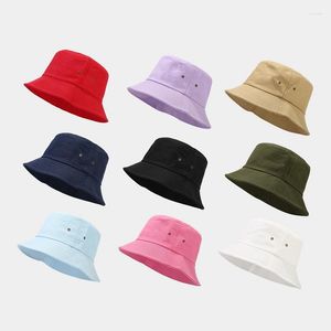 Berets Unisex Cotton Bucket Hats Women Summer Sunscreen Panama Hat Men Pure Color Sunbonnet Outdoor Fisherman Beach Cap