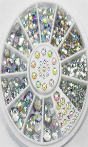 DIY Paznokcie Wskazówki dotyczące kół sztuki kryształowy brokat kryszton 3D dekoracja Dekoracja biały AB kolor akrylowy Diamond 22229410