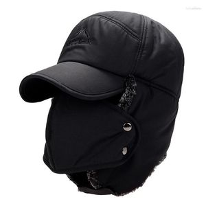 Berretti invernali in pelliccia calda antivento cappello uomo donna Lei Feng berretto bomber finto paraorecchie nero sci freddo berretti anti-neve Gorras