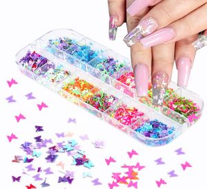 Prego lantejoulas paillette borboleta misturada sereia glitter flocos 3d brilhante polonês manicure unhas arte decorações1634331