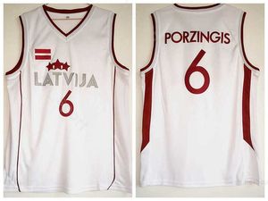 Kristaps Porzingis Jersey 6 мужчин баскетбол баскетбол белые майки латвиджи дешевые спортивные университет.