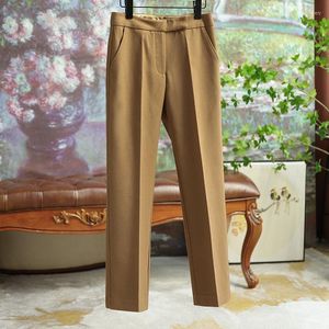 Women's Pants High Quality Pant For Womens 2023 Summer Office Lady Pure Color Waist Simple Business Casual Trousers Aesthetic Clothing