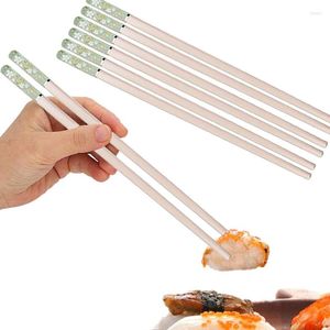 Chopsticks 1Pairs Alloy Cherry Blossom Anti-slip Sushi Stick Reusable Dumpling Noodle Chopstick Kitchen Tableware