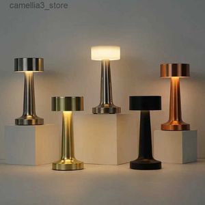 Desk Lamps LED Table Lamp Retro Metal Desk Lamp Touch Sensor Rechargeable Night Lights for Bar Coffee Table Restaurant Decoration Light Q231104