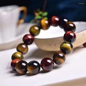 Strand 5A Natural Colorful Tiger Eye's Stone Single Circle Bracelet Red Yellow Blue Three-Color