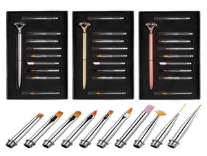 Nagelkonstsatser 10 stycke Borste Rhinestone Manicure Pen Set Big Diamond Pull Line graverad nötning5535810