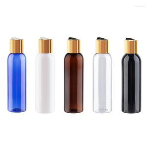 Storage Bottles 40pcs 100ml Empty Travel Black Shampoo Plastic Containers With Gold Collar Disc Tap Cap Sample Liquid Soap PET Cosmetics